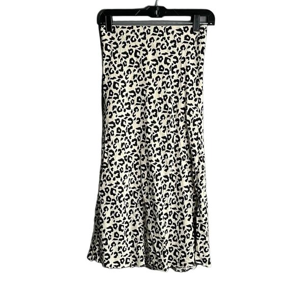 Leith Tan and Black Leopard Print Pull On Midi Skirt Size XS - Picture 1 of 7